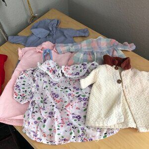 Vintage Lot of 6 Small Baby Doll Dress Outfit Clothes Various Assortment
